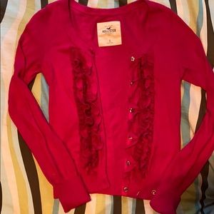 Pink Ruffled Hollister Cardigan